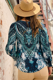 Messina Print Top in Blue Tones
