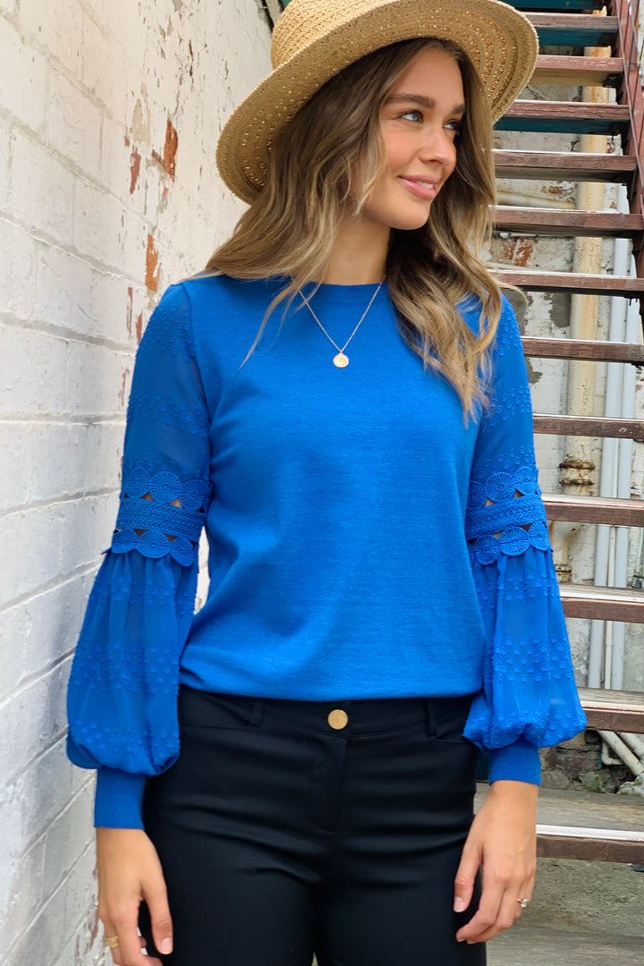 Molli Knit Top In Blue