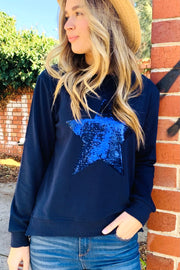 Olivia | Navy Windcheater with Sequin Star Detail