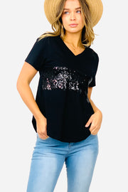 Bella Sequin TShirt In Black