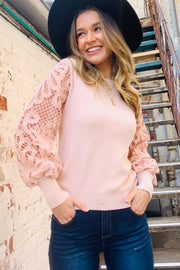 Naomi Lace Top In Blush-30% off at Cart