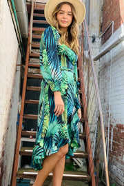 Lola Green Jungle  Print Wrap Dress