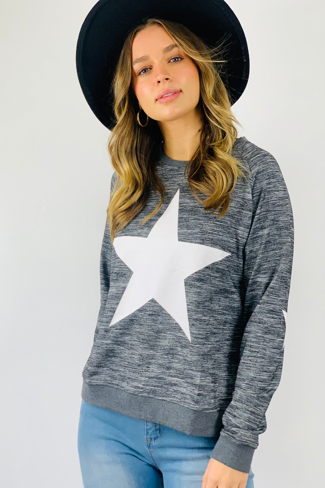 Jolie Top in Grey Marle With White Star