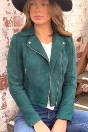 Maxim Faux Suede Jacket in Forest Green