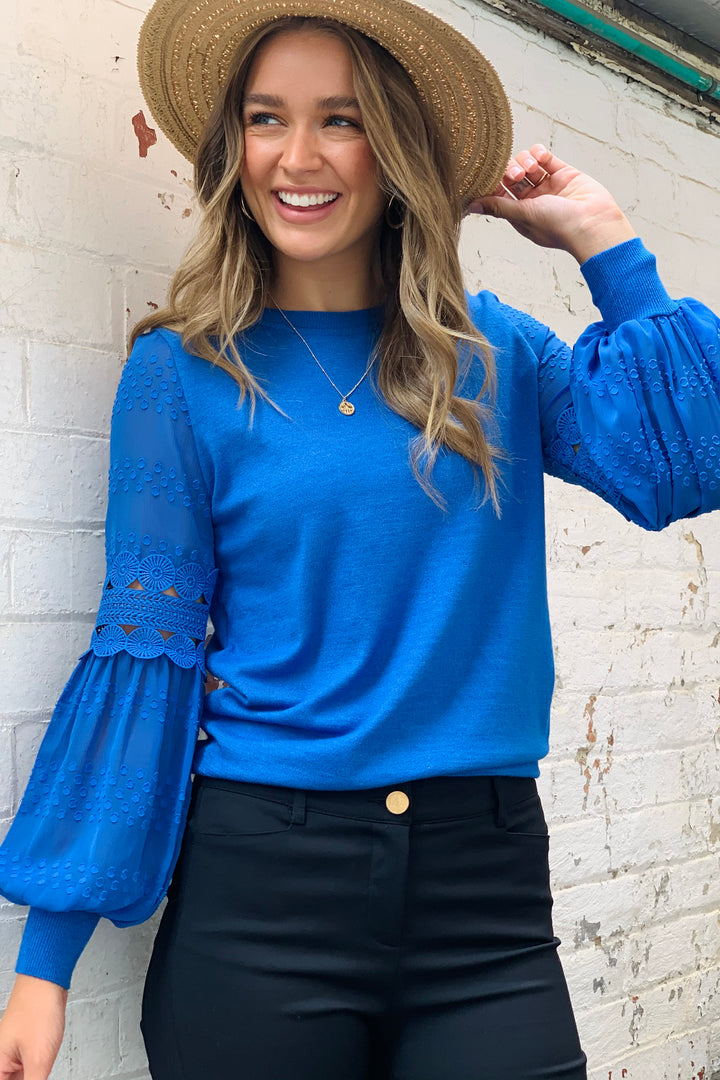 Molli Knit Top In Blue