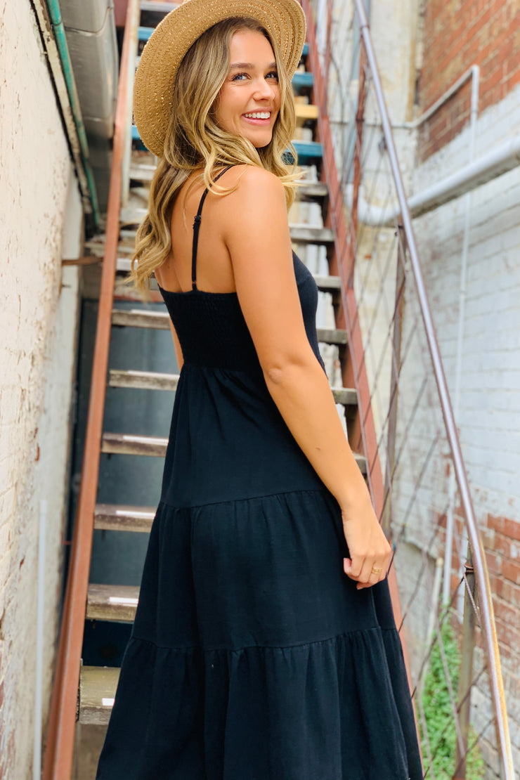 Haven Linen Dress In Black