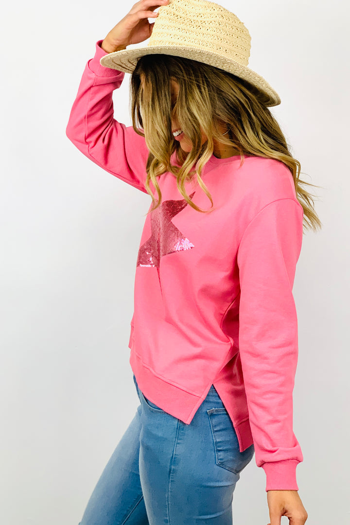 Olivia | Candy Pink Windcheater with Sequin Star Detail