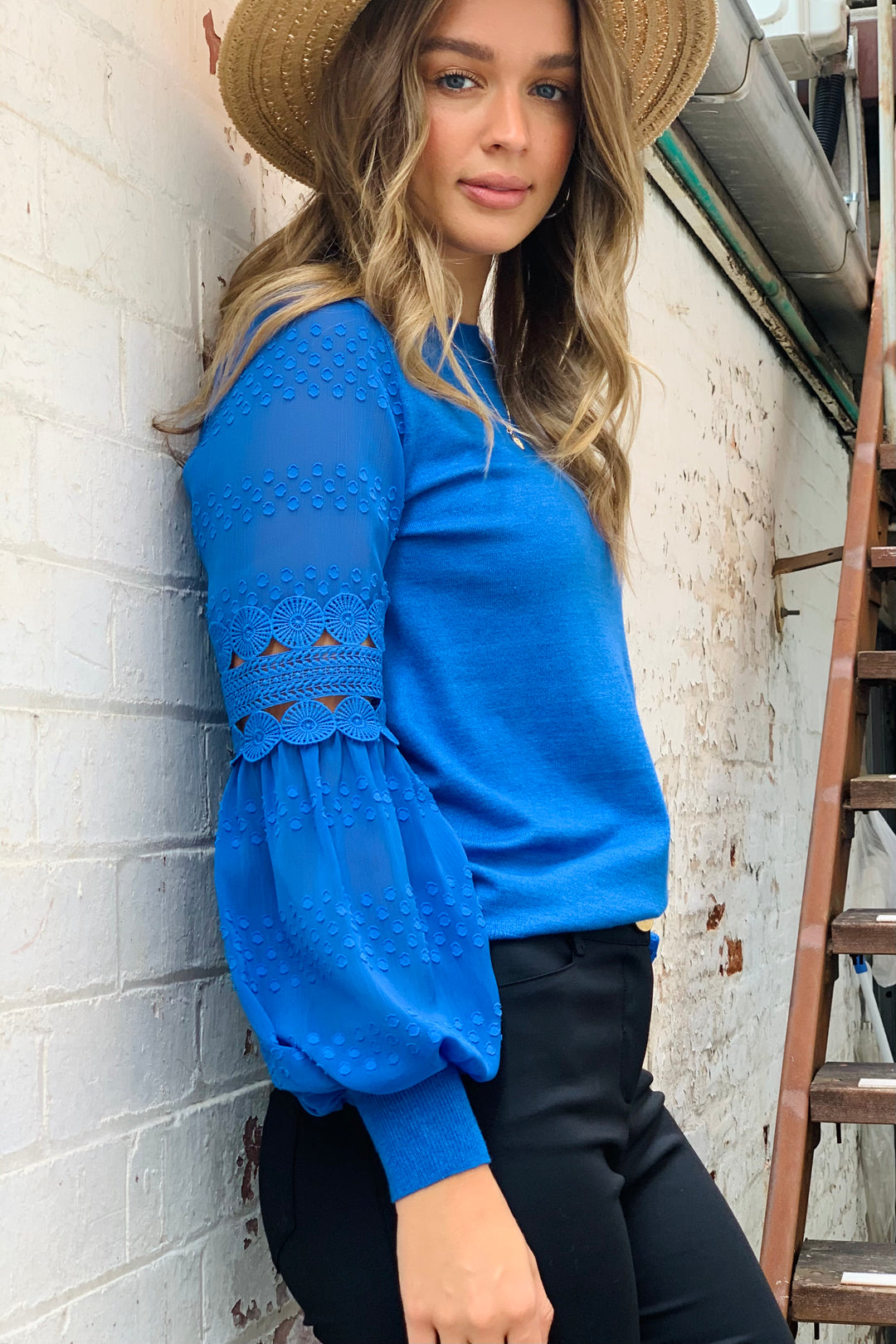 Molli Knit Top In Blue