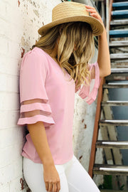 Carla | Musk Bell Sleeve Pink Top-30% off at Cart