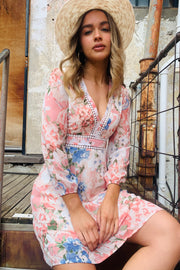 Ashton | Floral Print Dress With Lace Trim Detail 30% off at Cart