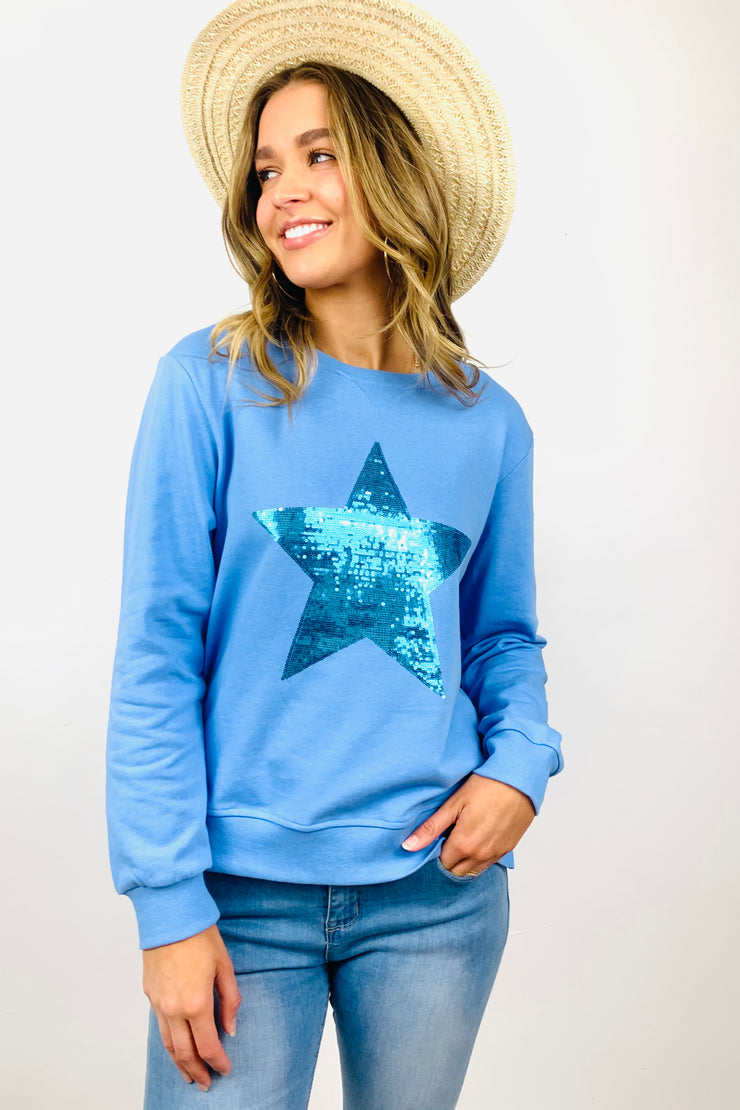 Olivia | Sky Blue Windcheater with Sequin Star Detail