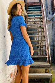 Brandi Wrap Dress in Blue