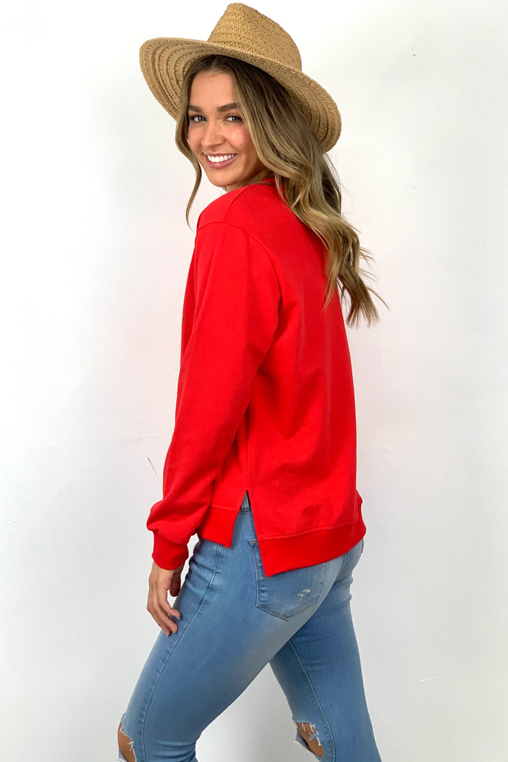 Olivia | Red Windcheater with Sequin Star Detail
