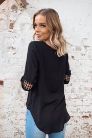 Alba | Long Length Top With Crochet Detail In Black