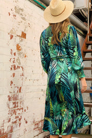 Lola Green Jungle  Print Wrap Dress